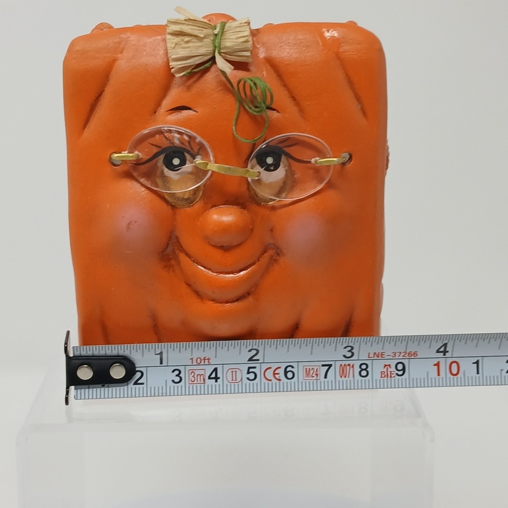 Halloween Anntophormic Pumpkin Face W/ Glasses Candy Dish Planter Hand Painted - Picture 8 of 8